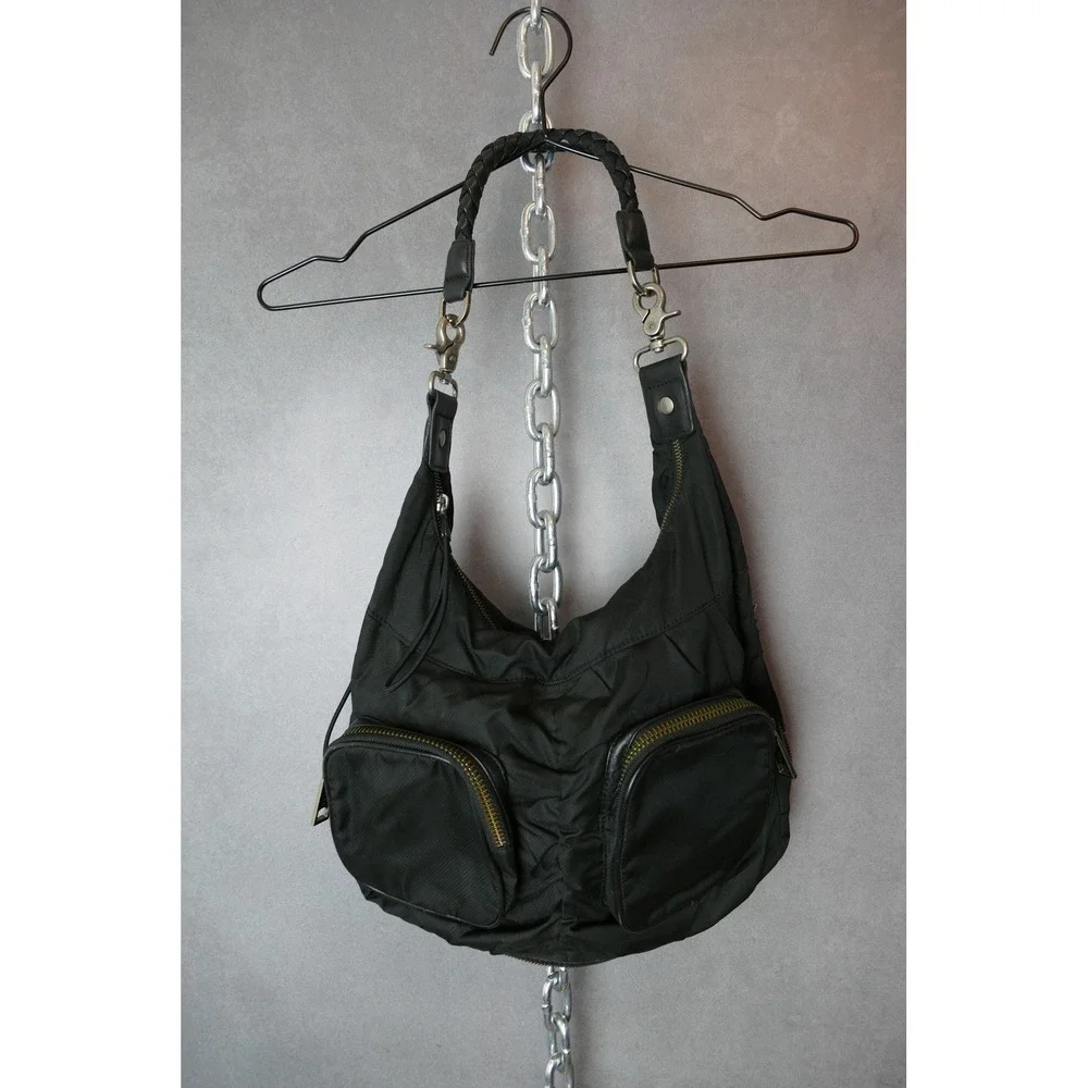 LAMB Gwen Stefani Black Nylon Hobo Bag with Braided‎ Handle